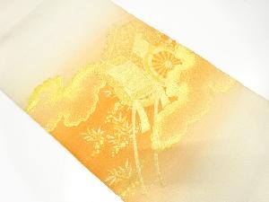 アンティーク　綴れ　雲に御所車模様織り出し袋帯（材料）